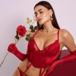 conjunto cropped rendado sem bojo com aro - ref. 2958