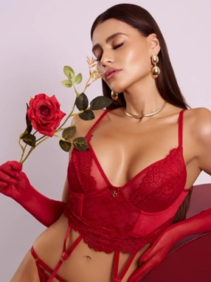 conjunto cropped rendado sem bojo com aro - ref. 2958